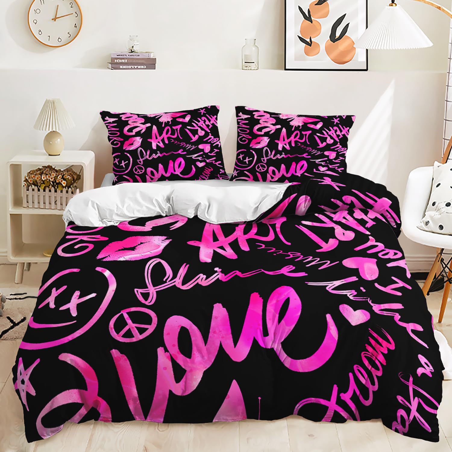 Simple Little Heart Quilt Cover Bedding Three-Piece Set