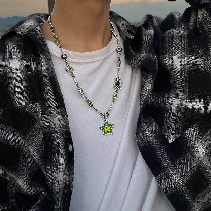 Hip Hop Couple Lucky Star  Fortune Necklace