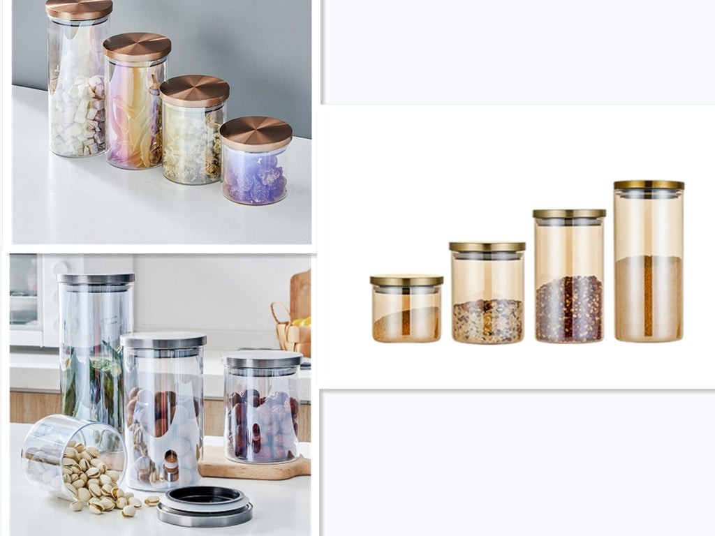 Glass Large Airtight Jar With Lid Moisture-proof Storage Tank Sugar Bowl Tea Can Grain Storage Tank