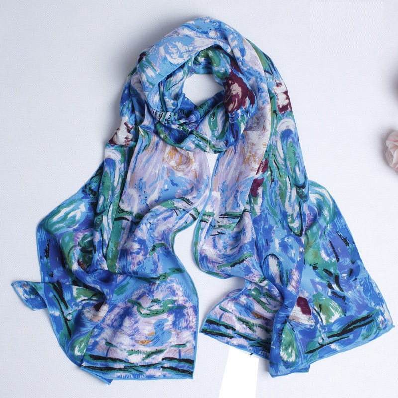 Colorful scarf with abstract design on a white background