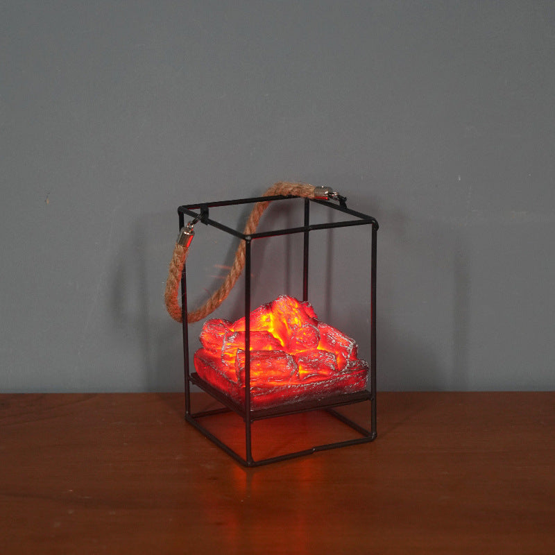Lampe de Cheminée LED Effet Flamme pour Noël Halloween Foyer Charbon Simulé