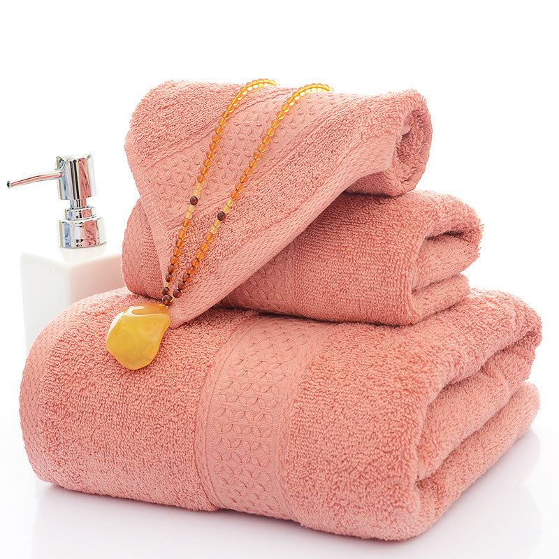Bath Towel Long Staple Cotton Padded Towel Towel Square Plain Color