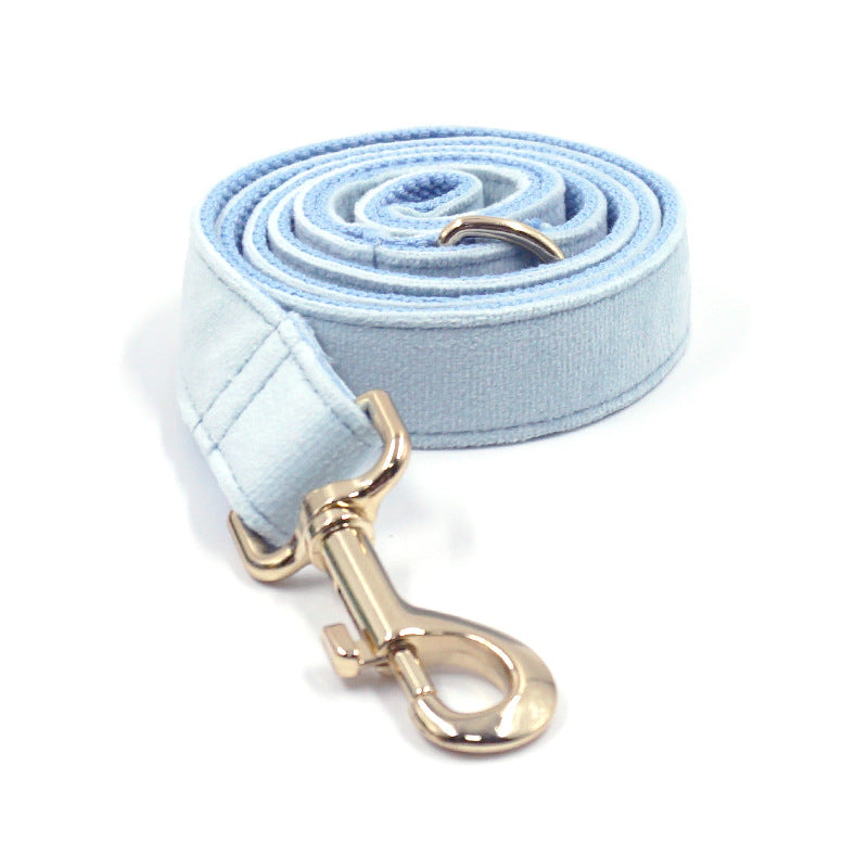 Sky Blue Velvet Gold Collar Leash Europe And America