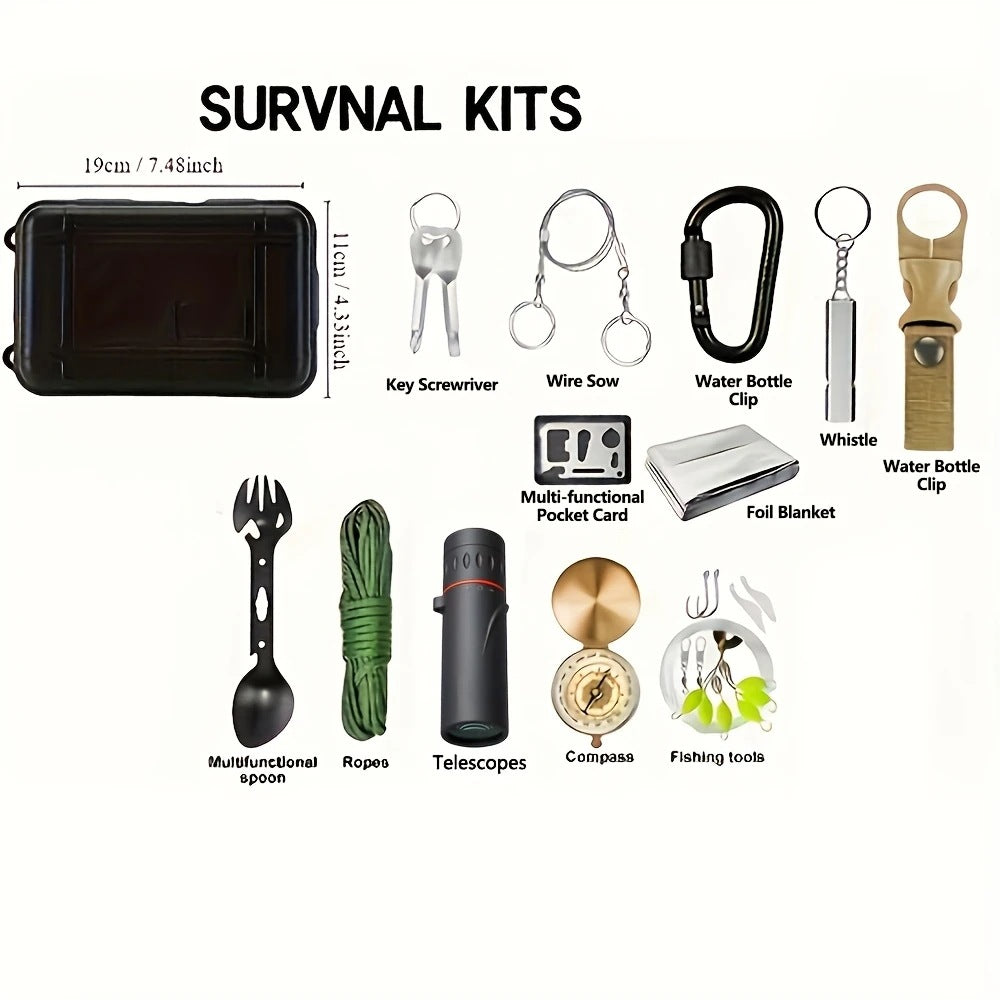 Outdoor Camping Gear Set Includes A Sleeping Bag Whistle Compass Mini Wrench And Rope