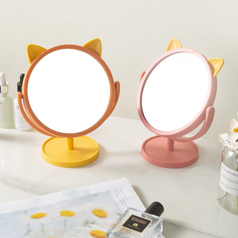 Cartoon Cat Ears Makeup Mirror Desktop Single-sided Makeup Mirror