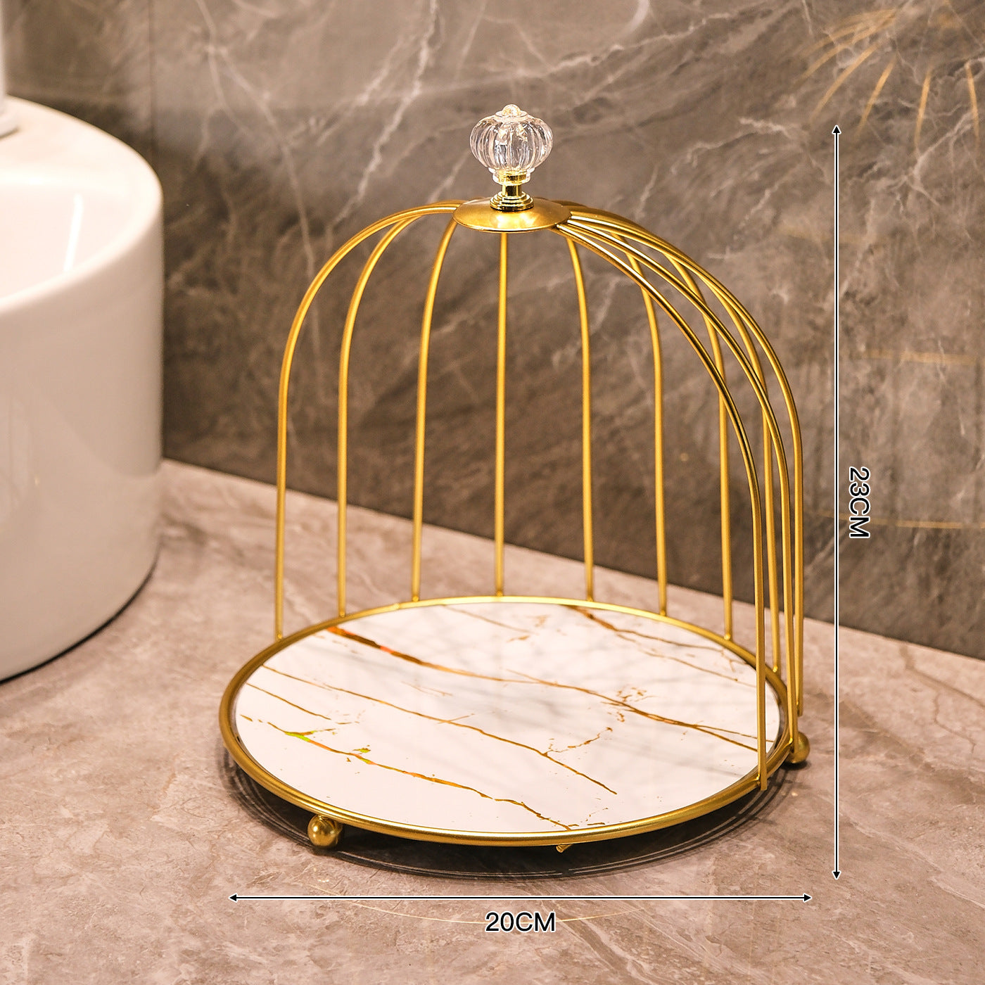 Bathroom Bird Cage Organizer  Makeup And Skincare Storage Shelf For Vanity Countertop, Multi Tier Metal Cosmetic Display Stand For Bathroom, Toilet, Washroom Vintage Elegant Style