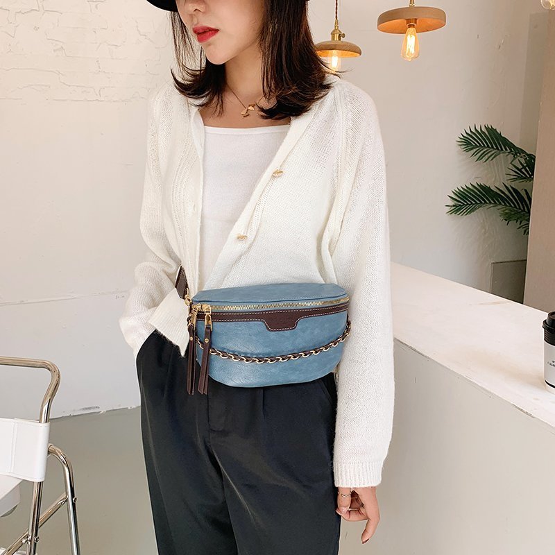 Casual Chest Color Textured One-shoulder Messenger Bag
