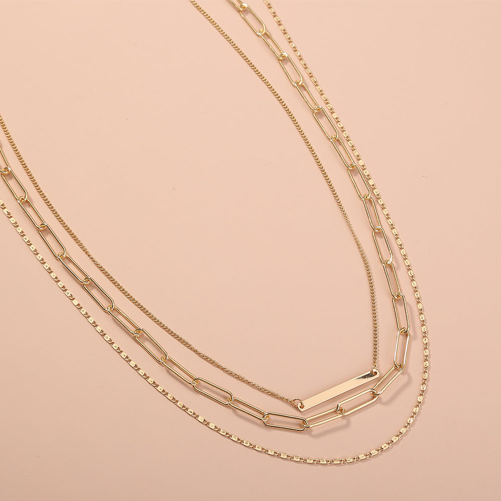 Cool Breeze Niche Design Lattice Chain Multi-layer Fashion New Style Necklace Woman