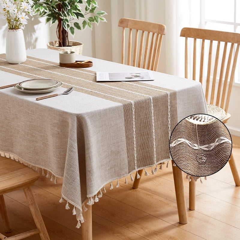 Waterproof And Oil-proof Cotton Linen Fabric Rectangular Modern Minimalist Tablecloth