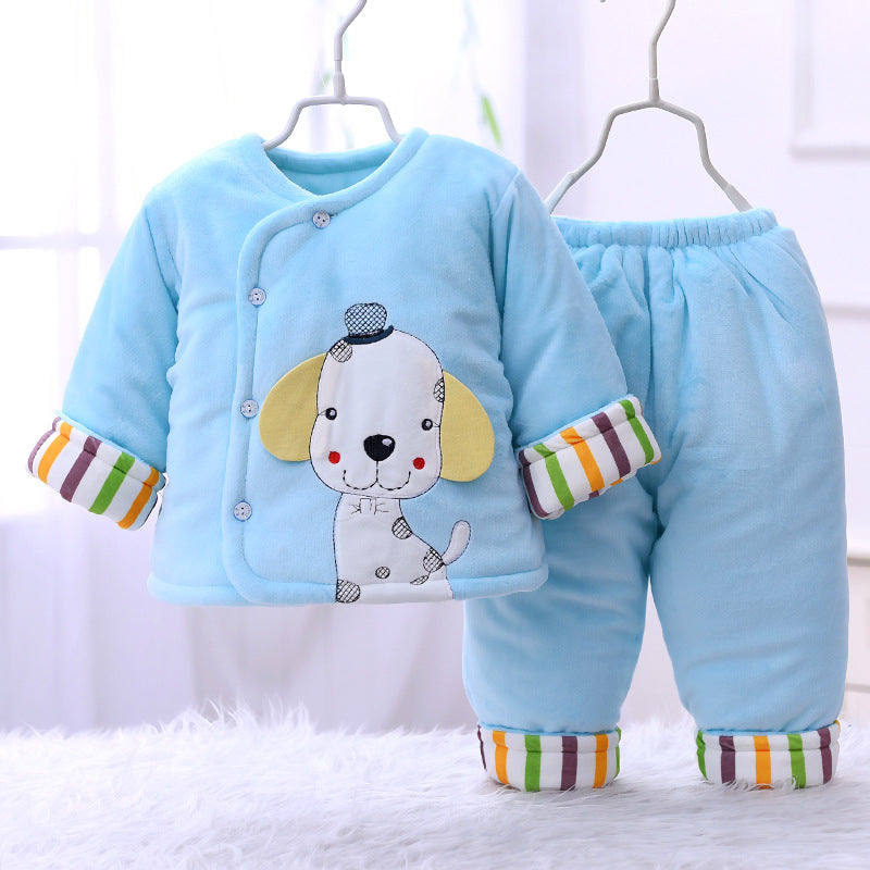 Manteau bébé en coton rembourré Hiver épais veste en coton suédé matelassée Deux vêtements d'hiver pour nouveau-nés