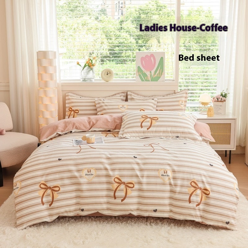 Four Seasons Woolen Cotton Four-piece Quilt Cover Bed Sheet Dormitory Set