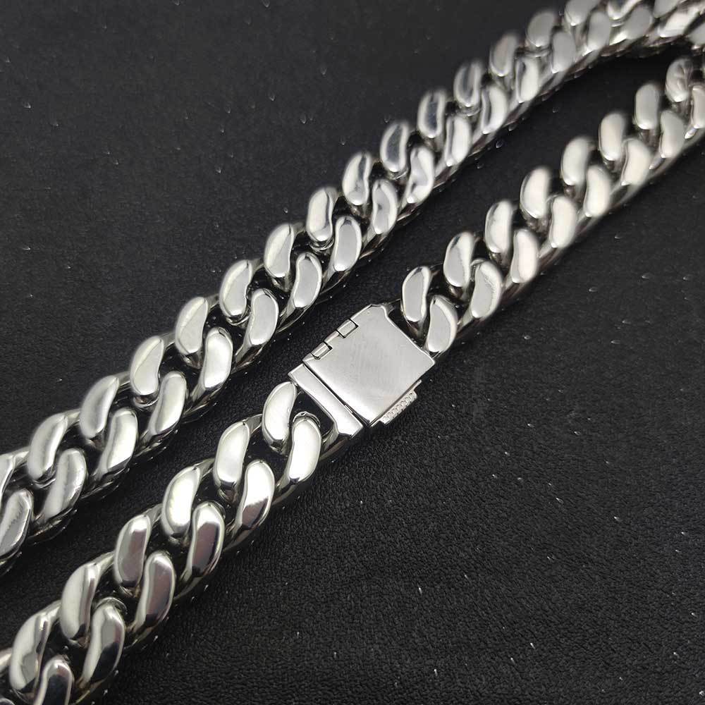 Hip Hop 15mm Three Row T Square Cuban Chain Real Gold Plating