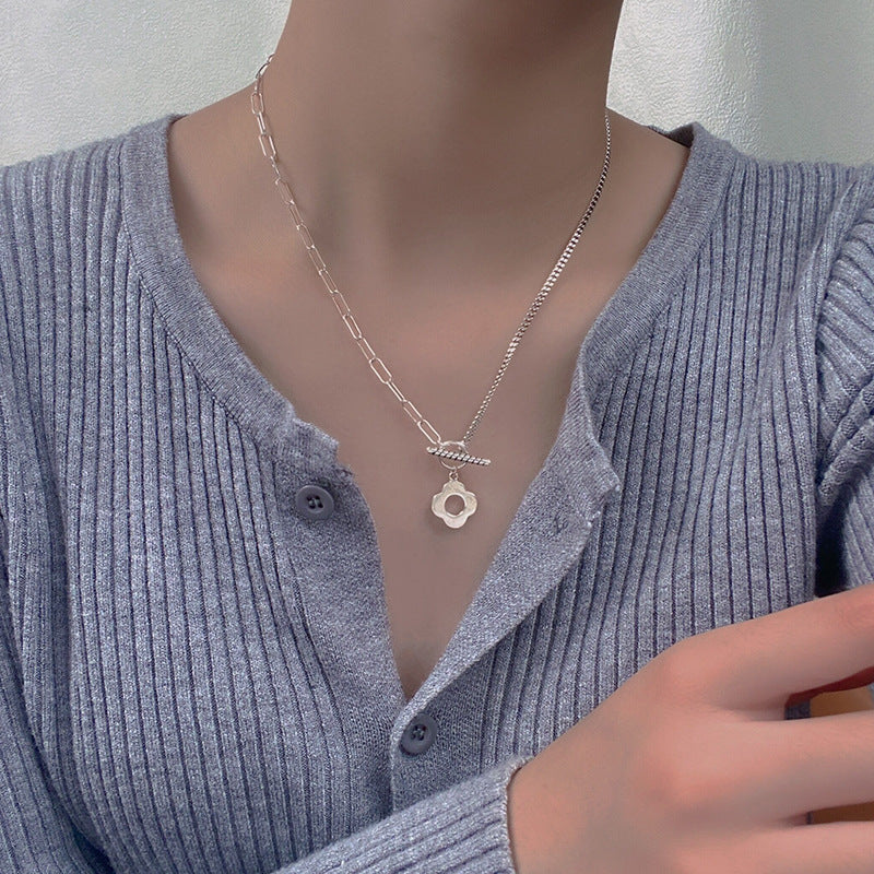 S925 Sterling Silver Small Flower Thai Silver Vintage Necklace