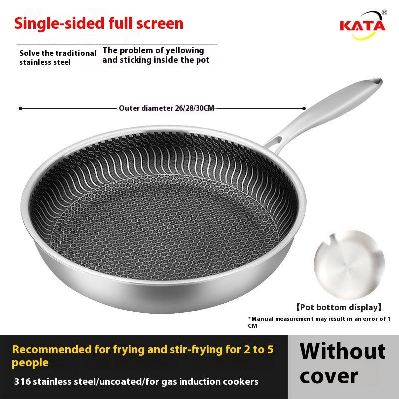 Stainless Steel Frying Pan Household Uncoated Induction Cooker Applicable To Gas Stove