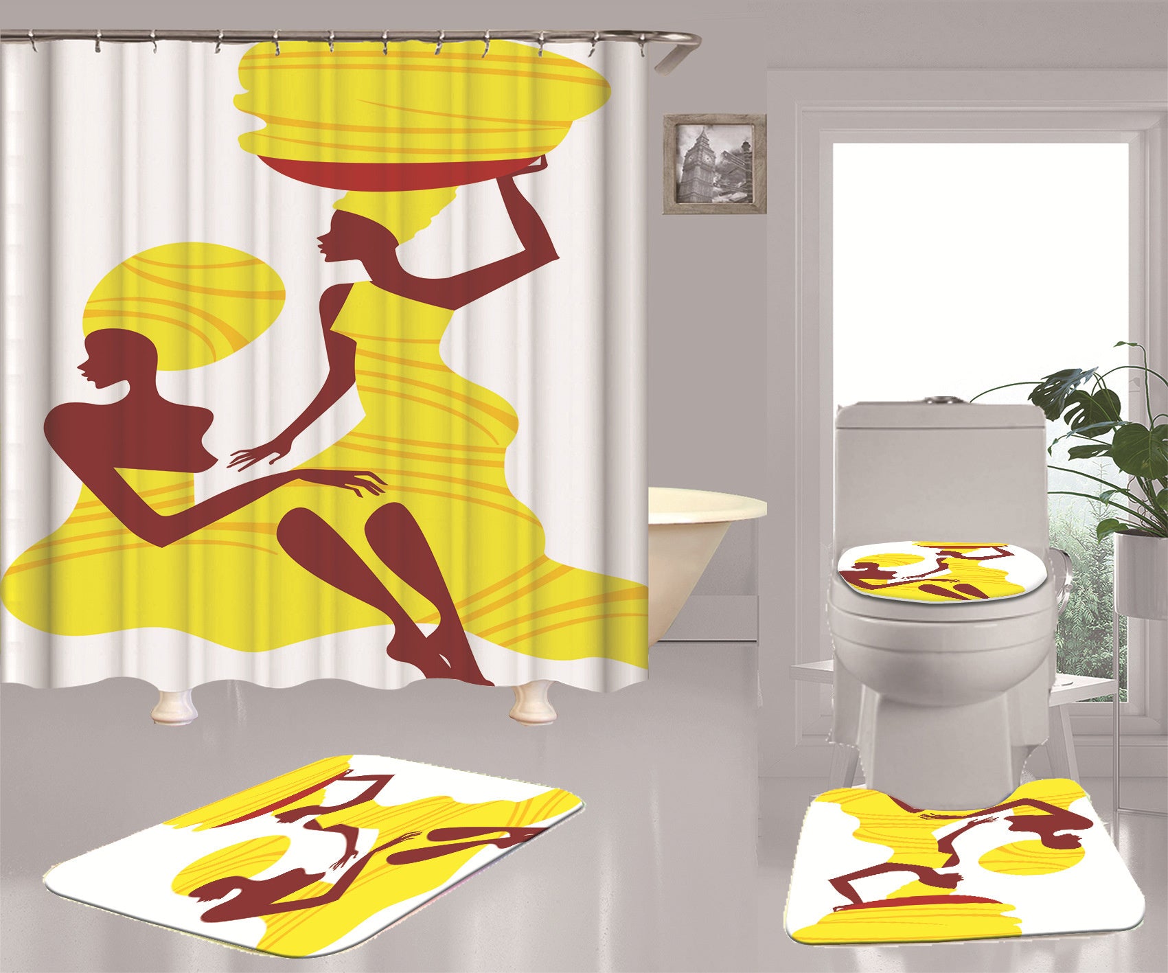 Afro  Pattern Polyester Digital Shower Curtain