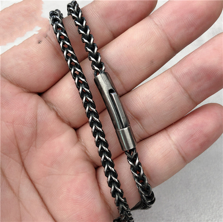 Vintage Smeared Square Keel Chain Titanium Steel Necklace