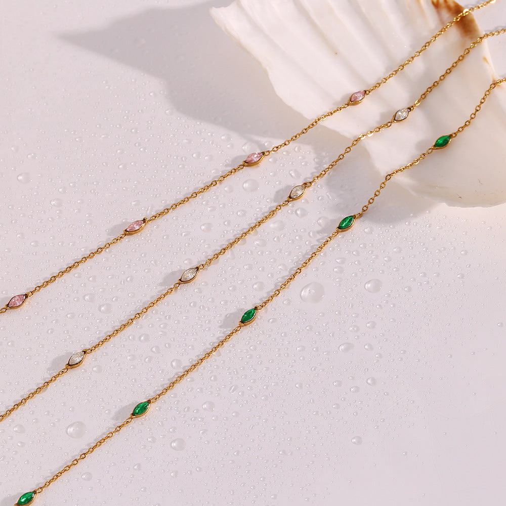 Stylish Simple And Versatile Horse Eye Zircon Fine Necklace