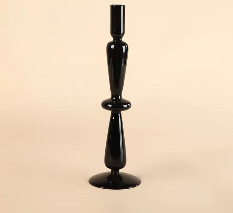 Black Glass Candlestick Nordic Romantic French Home Soft Decoration