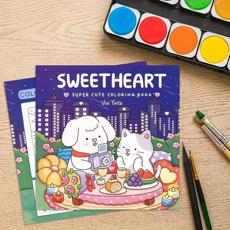 Coloring Book For Adults And Teens Cute Animal Characters Book Easy-to-start Coloring Book