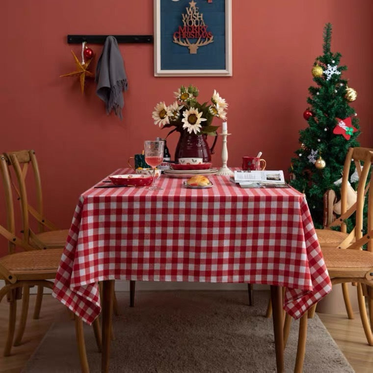 Plaid Tablecloth Christmas Checked Cloth