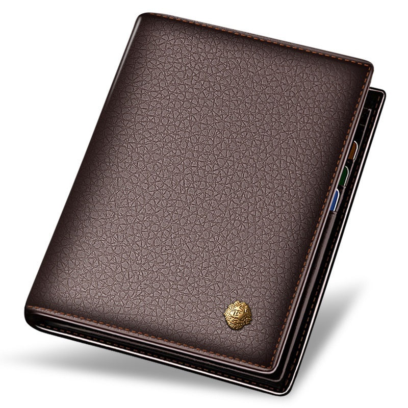 Youth Short First Layer Cowhide Wallet Vertical Korean Business