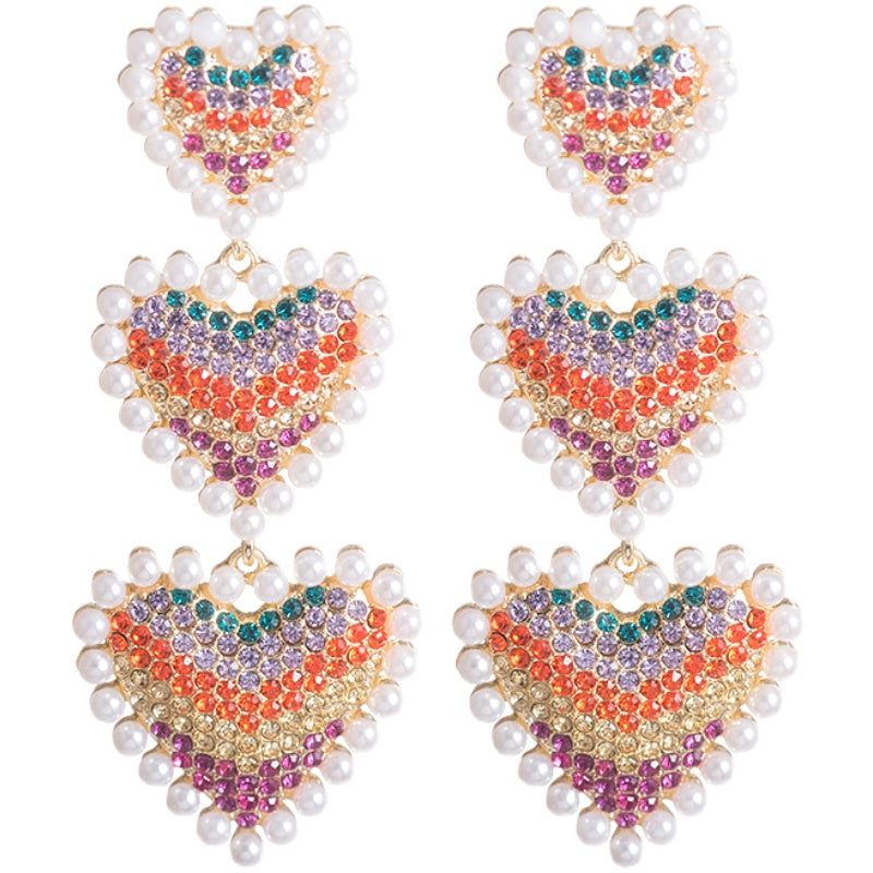 Colorful Love Exaggerated Domineering Personality Big Earrings Temperament