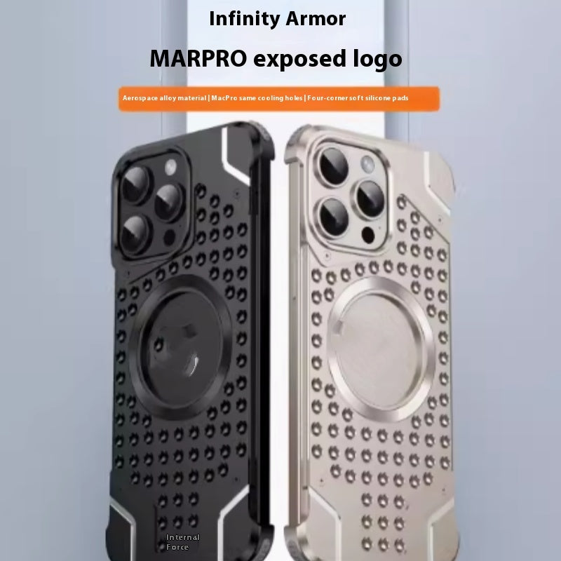Borderless Aluminum Alloy Phone Case With Hollow Heat Dissipation And Magnetic Suction