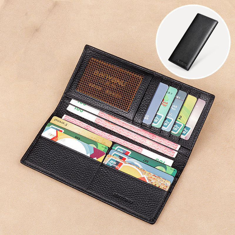 Leather Factory Wallet Men's Long Leather Ultra-thin