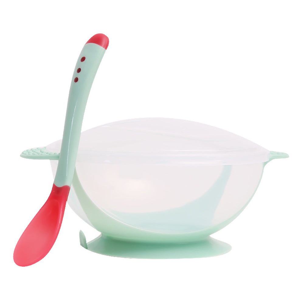 Vaisselle de bébé Assiette à ventouse avec cuillère thermosensible Alimentation de bébé Bols d'alimentation pour bébé