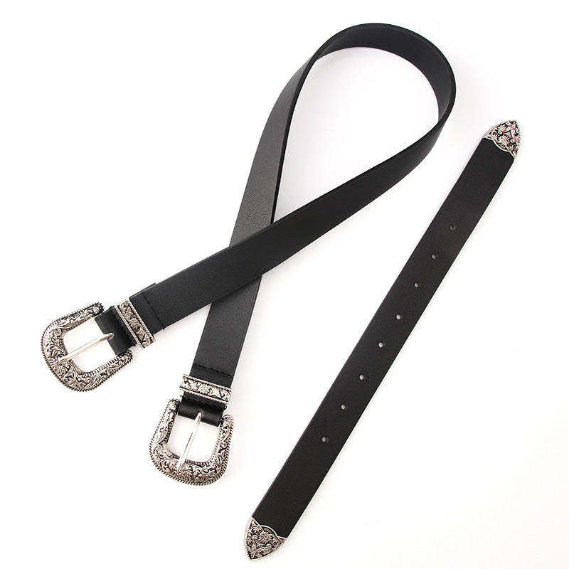 Double head carved ladies belt