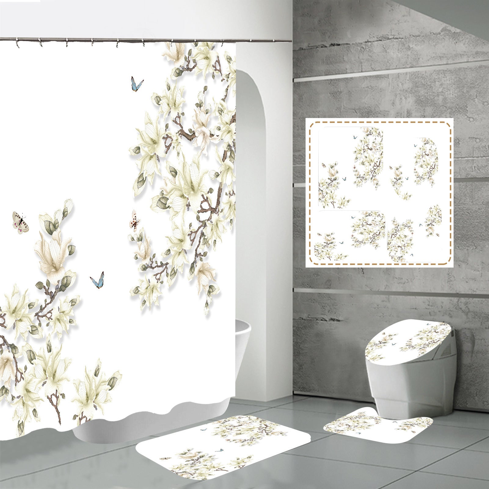 3D HD Digital Printing Bathroom Shower Curtain