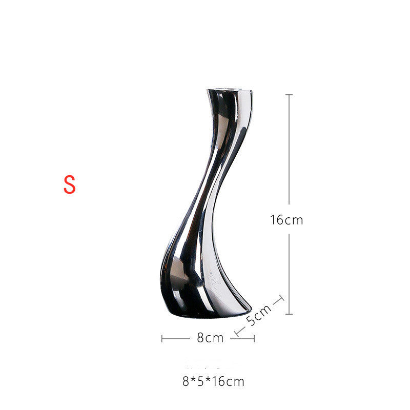 American Graceful Curve Swan Ceramic Silver Plated Candle Holder