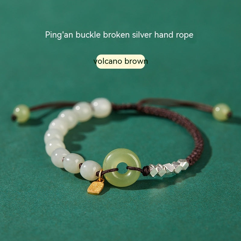 Woven Hetian Jade Safety Buckle Bracelet