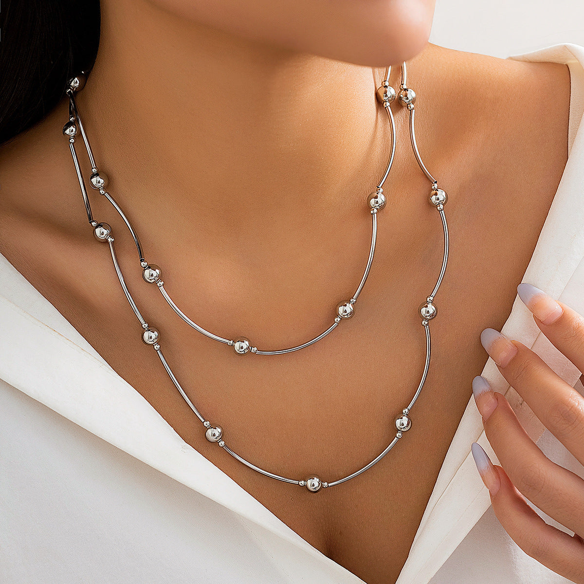 Exaggerated Big Round Bead Punk Short Necklace