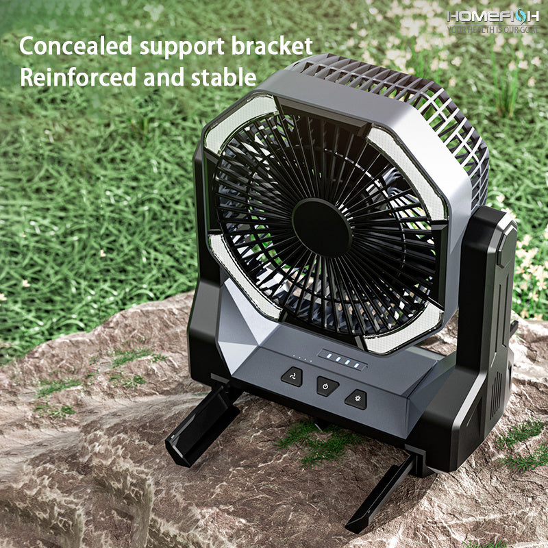 Ventilateur de camping extérieur Lumière Tente de camping Bureau Pêche Portable Pliable Télescopique Rechargeable