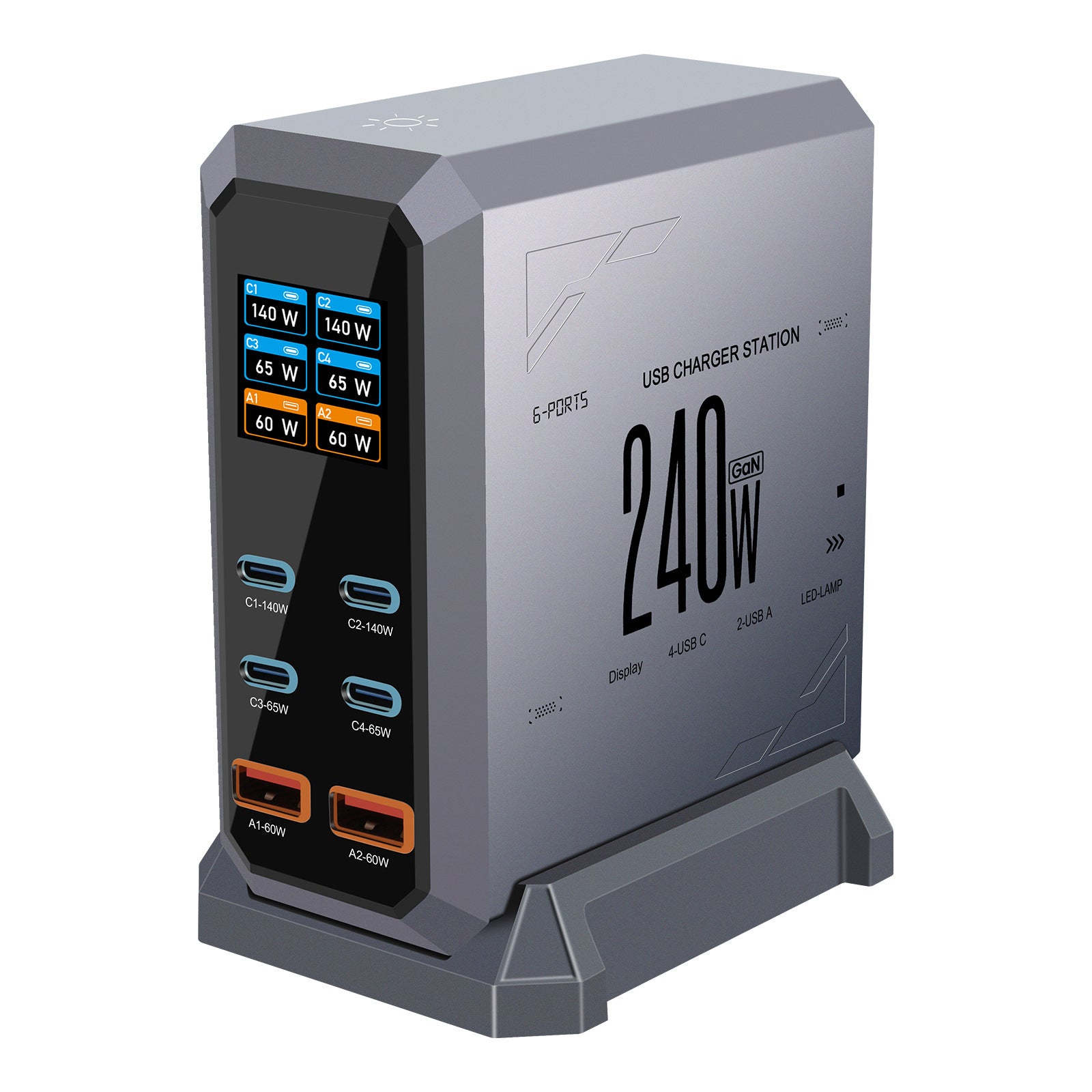 Multi-port USB Charger 240W Dynamic Display