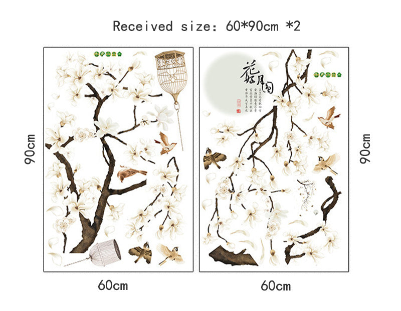 187  128cm Large Size Wall Applique Bird Decoration Wallpaper