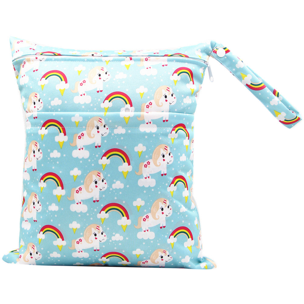 Diaper Bag 30 36cm Baby Double Zipper Printing Waterproof Diaper Bag