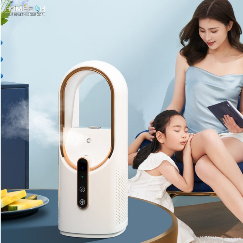 HOMEFISH F6 Small Fan Desktop Spray Desktop Mini Humidification Refrigeration Portable USB Charging Household Leafless Fan
