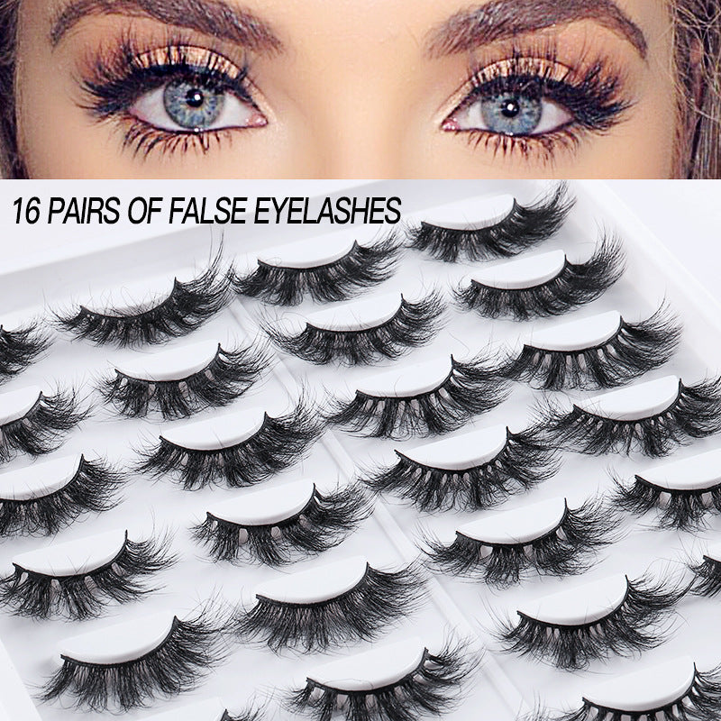16 Pairs Of Hand Fried Hair Curling Thick False Eyelashes