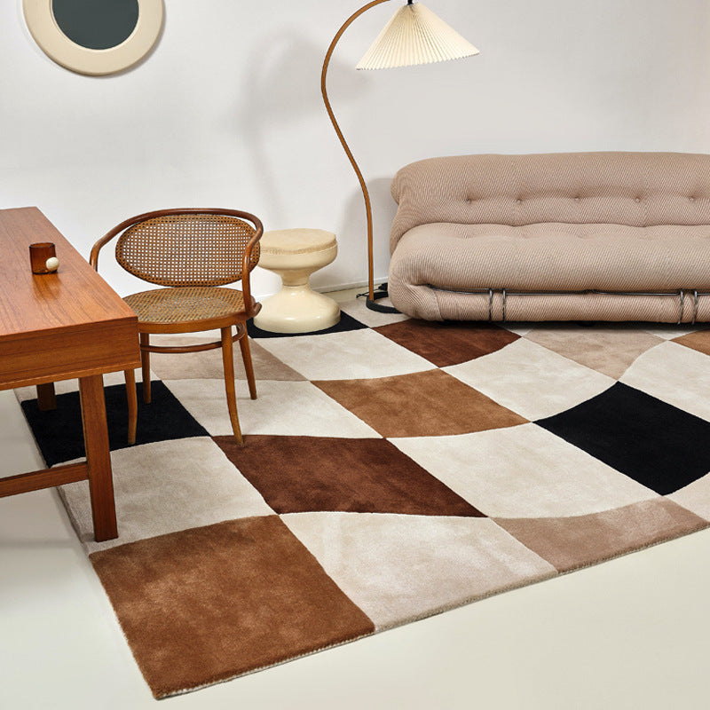 Living Room Coffee Table Checkerboard Carpet Modern Light Luxury Household Cashmere-like Floor Mat