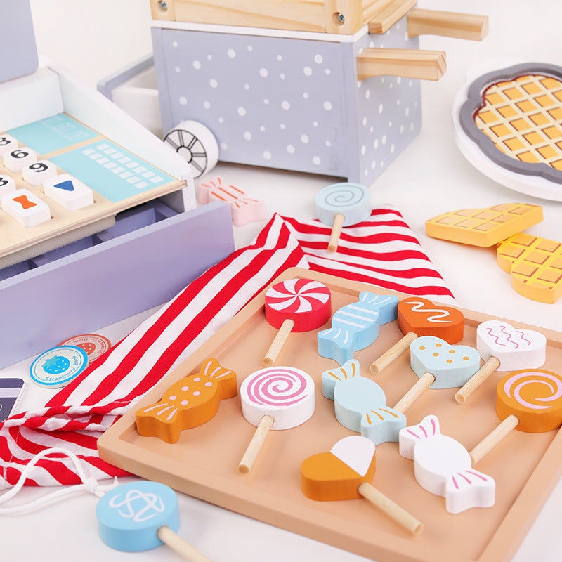 Simulation Play House Selling Car Candy Set Wooden Children Popcorn Wooden Kitchenware