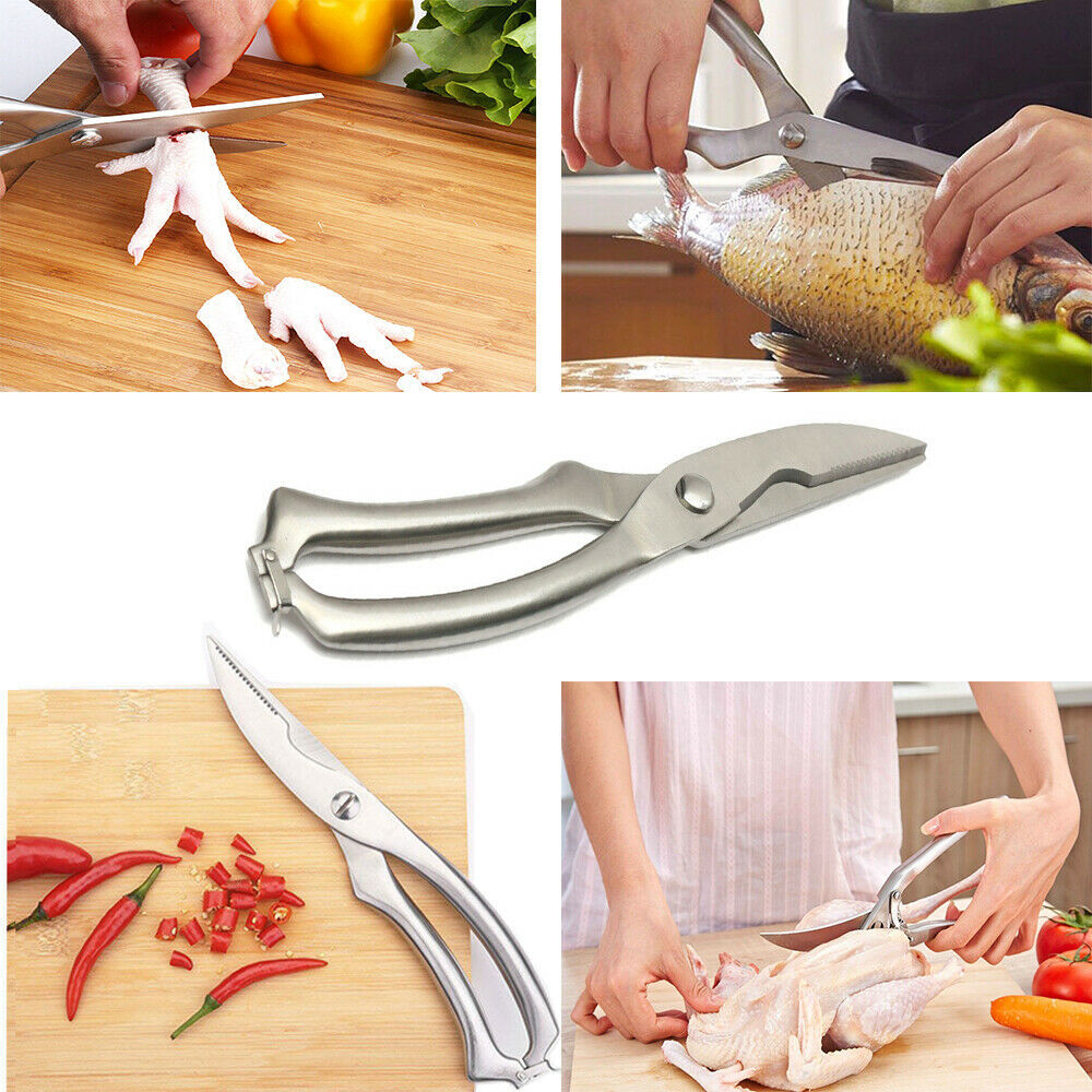 Ciseaux de cuisine pour volaille, poisson, poulet et os en acier inoxydable, gadgets de cuisine, couteau de chef japonais, ciseaux à os de poulet et volaille en acier inoxydable