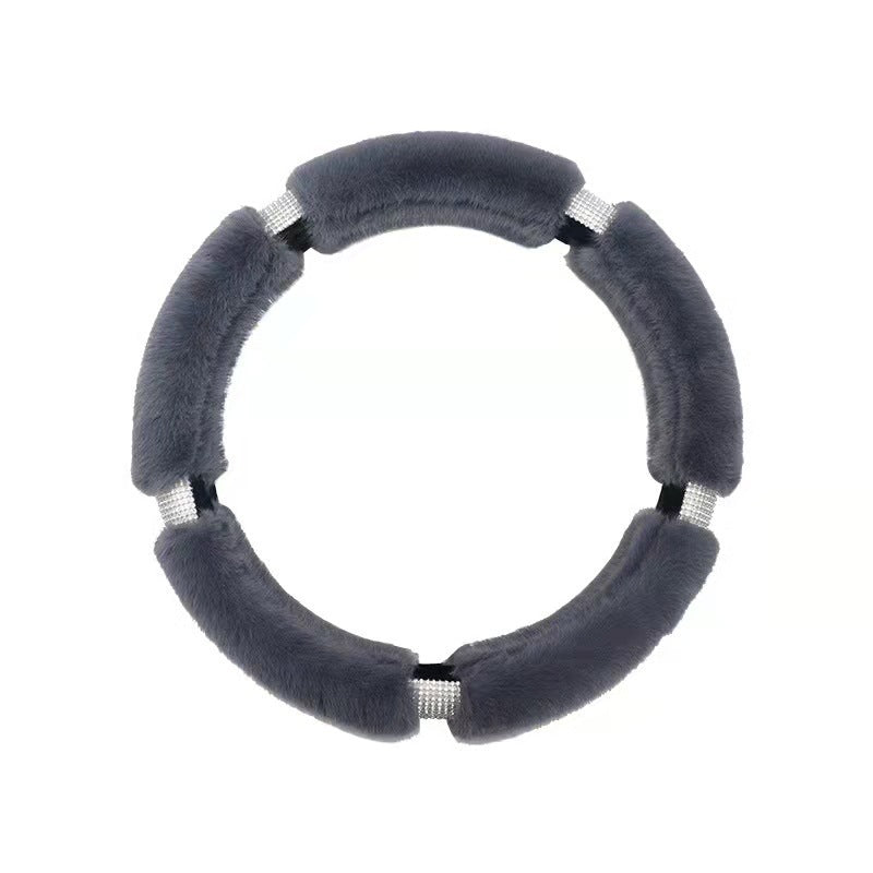 Diamond Studded Plush Car Steering Wheel Cover