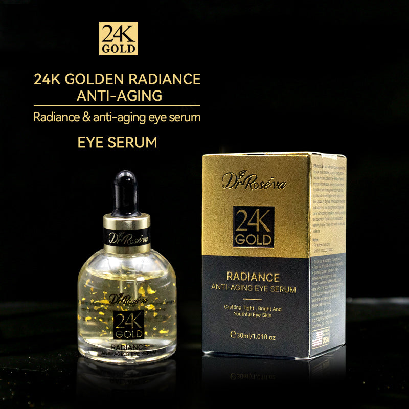 DR.ROSEVA Sérum Contour des Yeux Or 24 carats Sérum Contour des Yeux Anti-Âge Bio Acide Hyaluronique Peptide Collagène Pour l'Élasticité du Visage Anti-Rides
