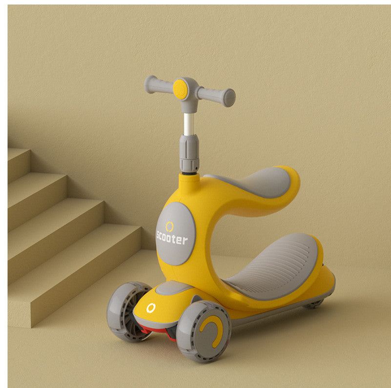 Rideable Three-in-one Anti-rollover Pedal Scooter