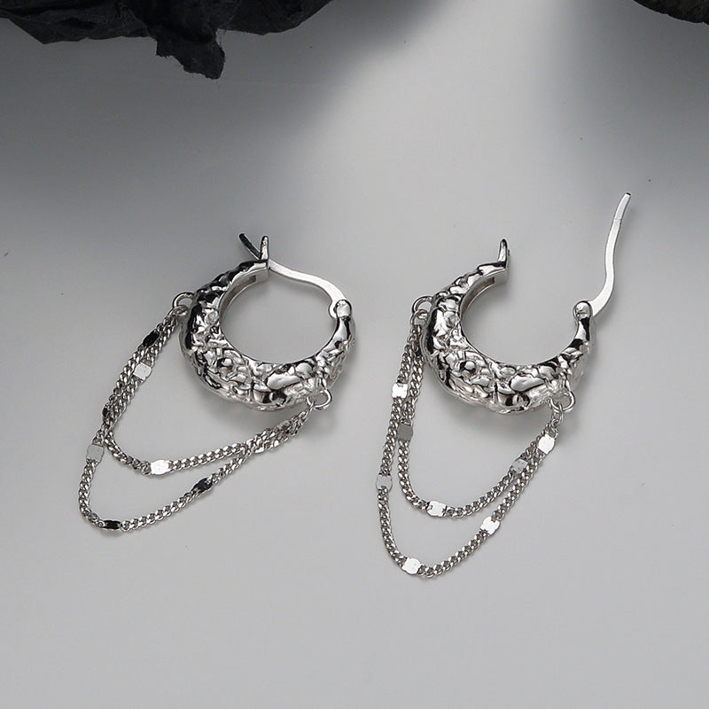 S925 Sterling Silver Irregular Lava Texture Earrings