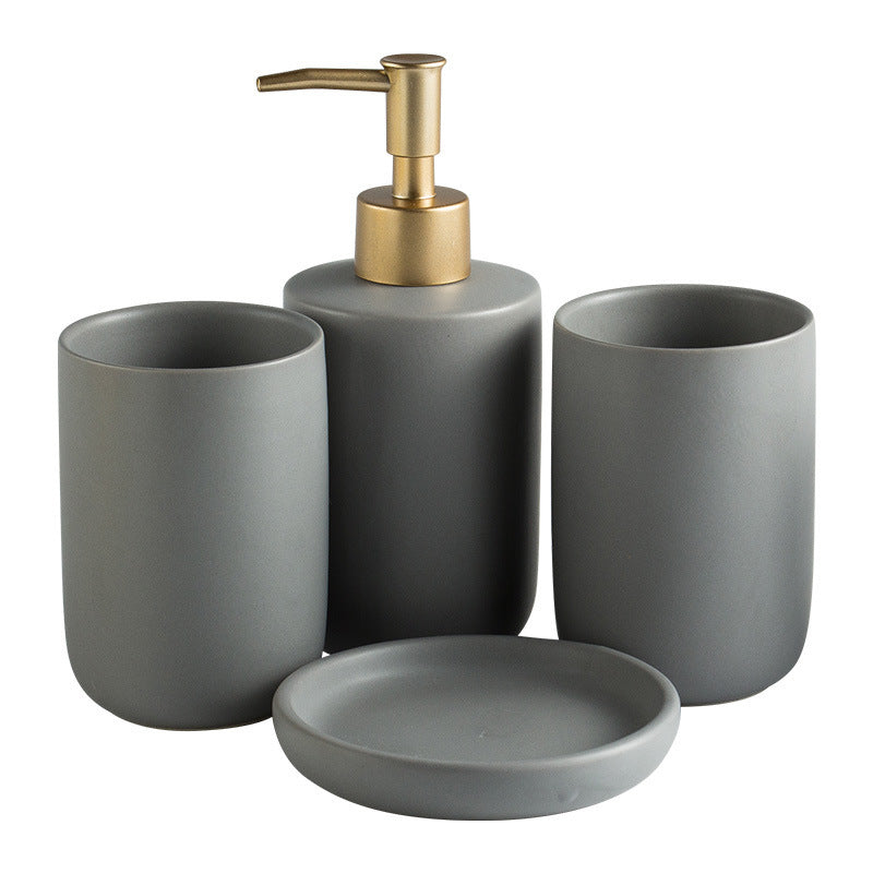 Solid Color Ceramic Bathroom Four-piece Set