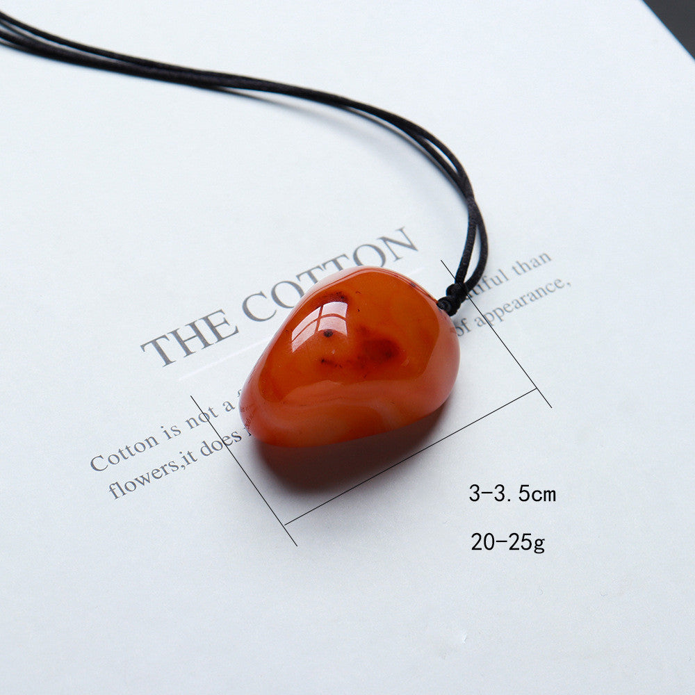 Natural Crystal Entwined Agate Raw Stone Polished Necklace