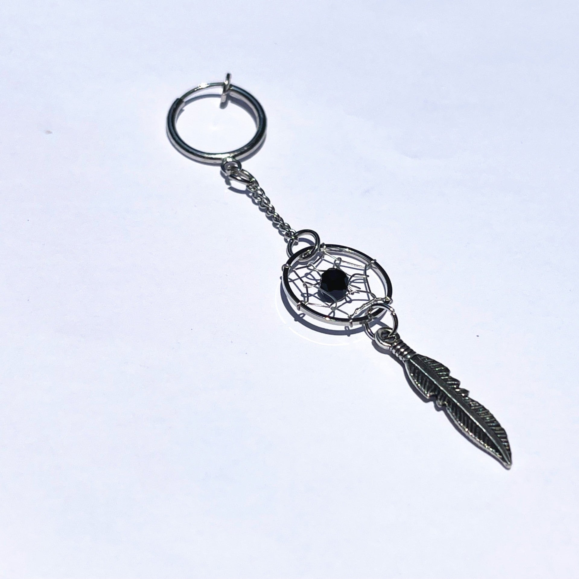Dream Catcher Feather Net Stud Earrings For Men